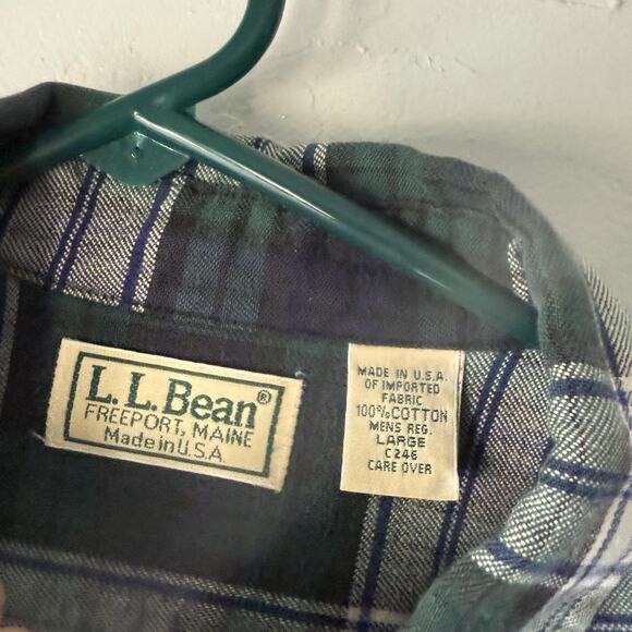 Vintage LL Bean Shirt Mens Large Plaid Button Down Made USA 90s - Picture 5 of 8